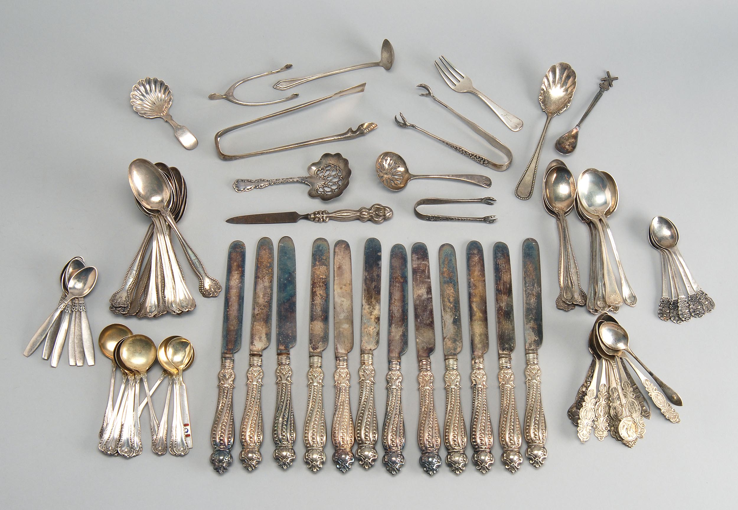 Appraisal: EIGHTY-SEVEN PIECES OF STERLING SILVER AND SILVER PLATED FLATWARE by