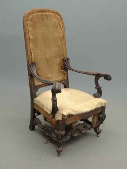 Appraisal: Early carved armchair '' Seat Ht '' Overall Ht