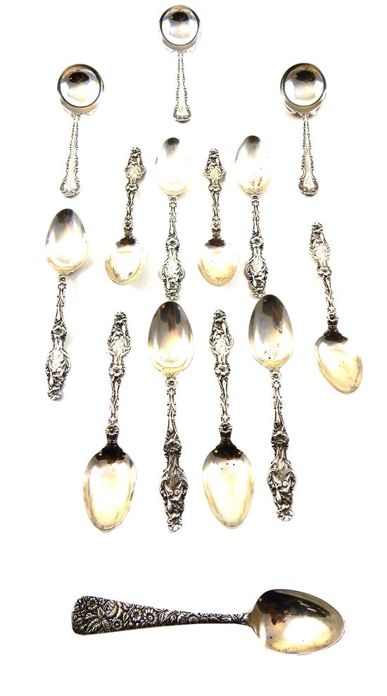 Appraisal: SILVER Fourteen sterling spoons Ten matching Whiting Lily pattern teaspoons