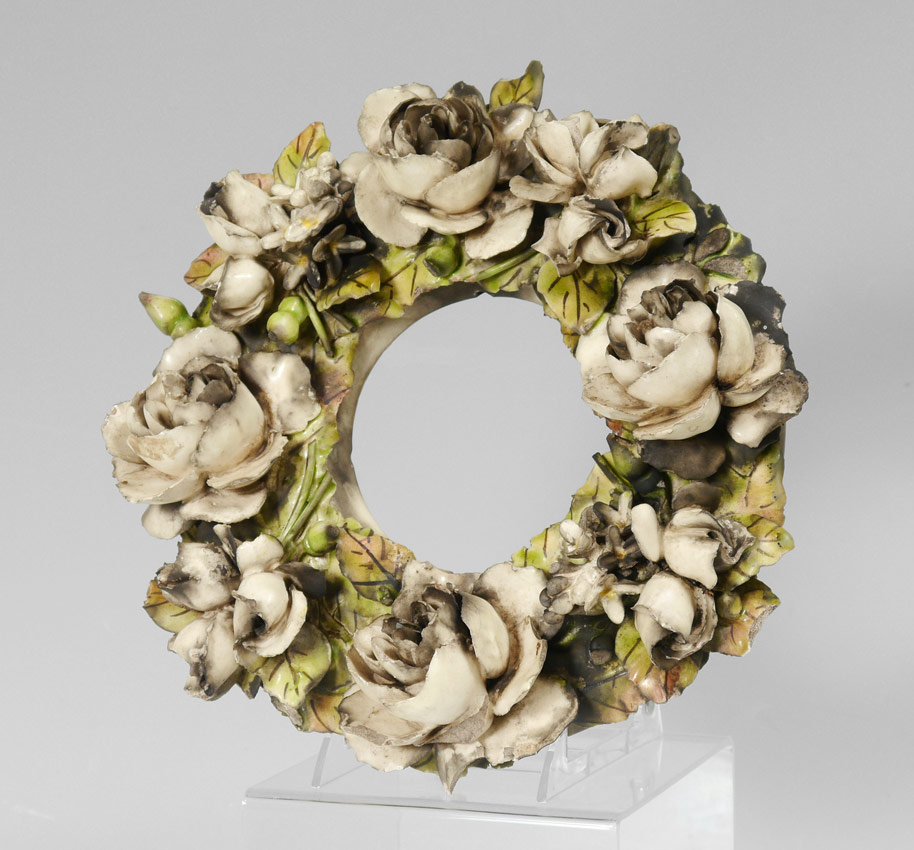 Appraisal: FRENCH BARBITONE FAIENCE WREATH Exhibited at the World Exposition in