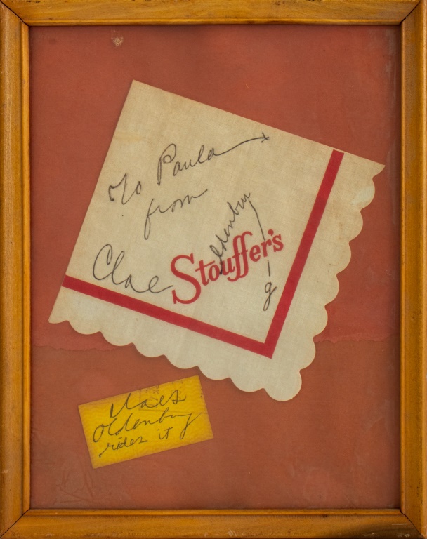 Appraisal: CLAES OLDENBURG AUTOGRAPHED STOUFFER'S NAPKIN Claes Oldenburg Swedish-born American -