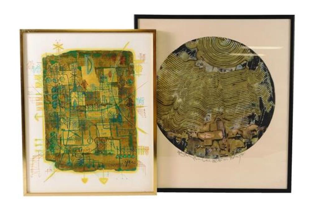 Appraisal: Two pieces of modern artwork Yitzhak Greenfield American b Jerusalem