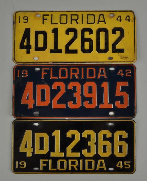 Appraisal: Lot Of s Florida License Plates One plate has moderate