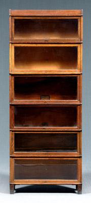 Appraisal: Six-stack oak bookcase metal legs label of Globe-Wernieke Cincinnati early