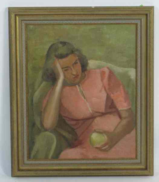 Appraisal: American School Portrait circa oil on board unsigned depicting a