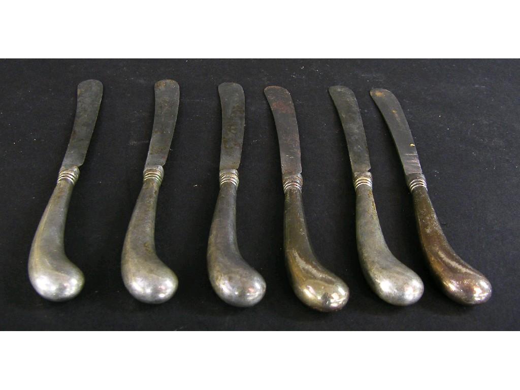 Appraisal: Set of six Victorian pistol handled fruit knives with steel