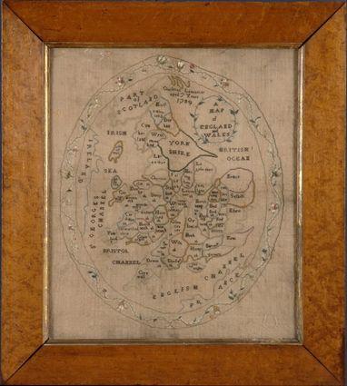 Appraisal: GEORGE III SILK EMBROIDERY A MAP OF ENGLAND AND WALES