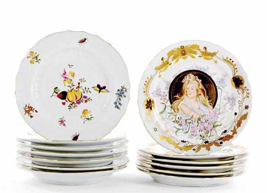 Appraisal: Collection of porcelain cabinet plates set of seven Meissen style