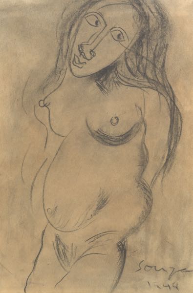 Appraisal: FRANCIS NEWTON SOUZA INDIAN - x paper Untitled Standing Nude