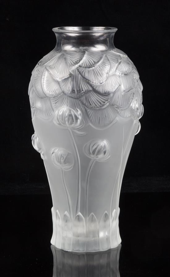 Appraisal: Sale Lot A Lalique Frosted Glass Giverny Vase signed Lalique