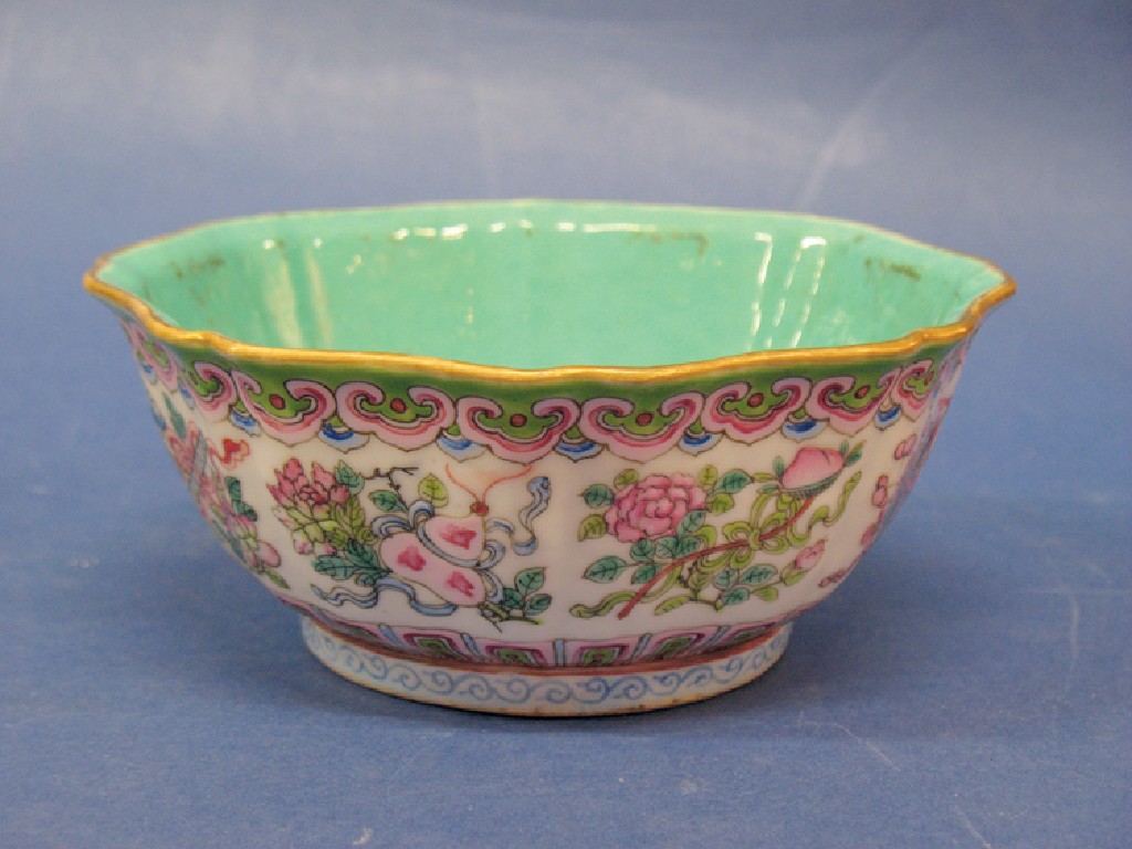 Appraisal: A CHINESE FAMILLE ROSE BOWL of lobed form enamelled in