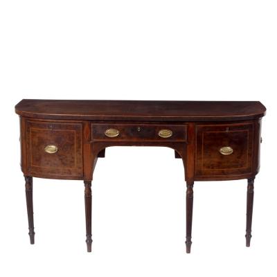 Appraisal: A Regency mahogany breakfront sideboard fitted three drawers on reeded