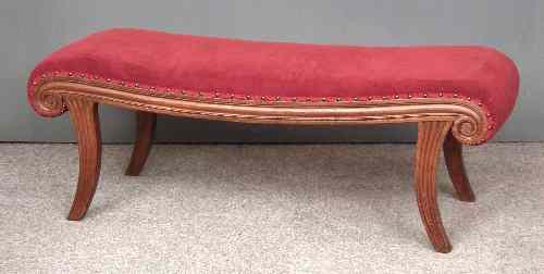 Appraisal: A late George III mahogany framed window seat stool in