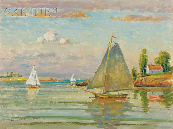 Appraisal: Wayne Beam Morrell American b Rockport Cove Sailboats alternatively titled