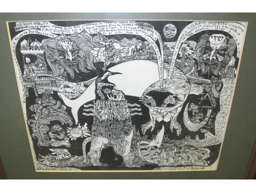 Appraisal: ALASDAIR GRAY Dyeline print 'Jonah and the Whale'