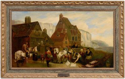 Appraisal: Painting follower of William Shayer Selling the Catch unsigned oil