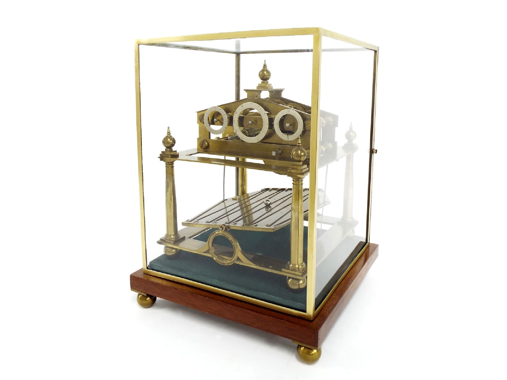 Appraisal: Small single fusee Congreve style rolling ball clock upon a