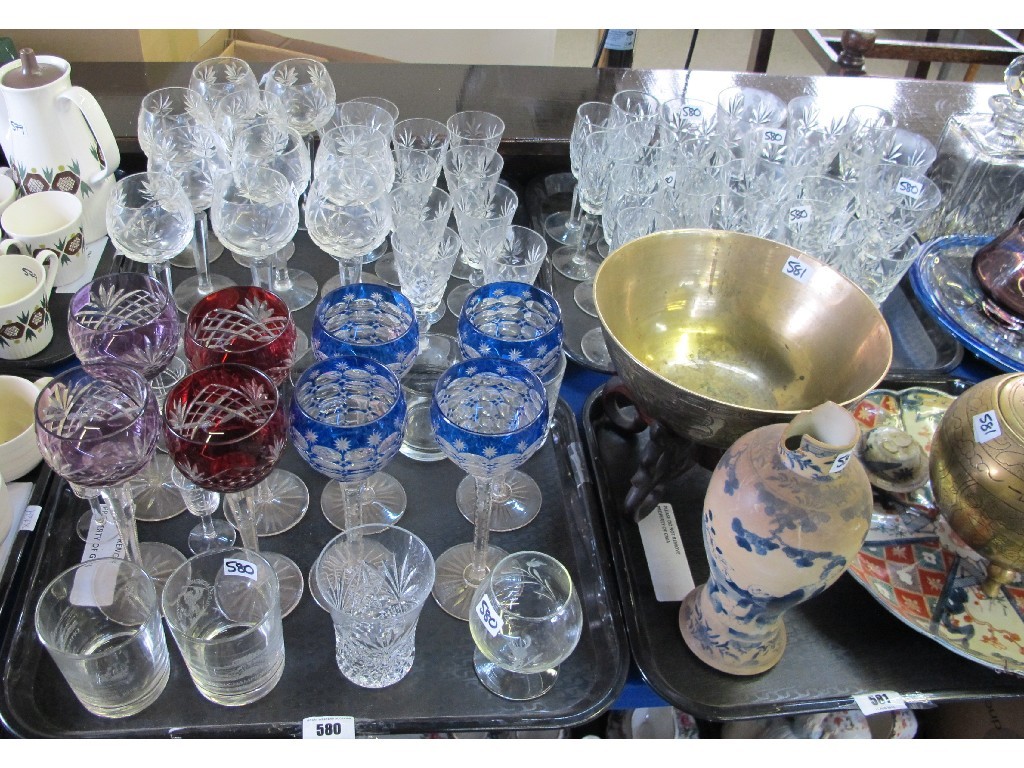 Appraisal: Three trays of glasses to include cut glass and crystal