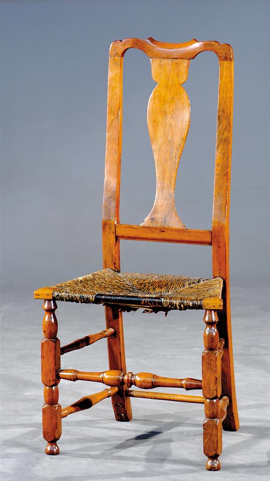 Appraisal: Country Queen Anne maple and rush side chair circa Hudson