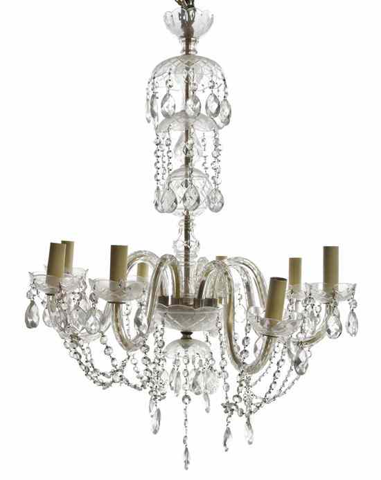 Appraisal: A Cut Glass Eight-Light Chandelier having a baluster form standard