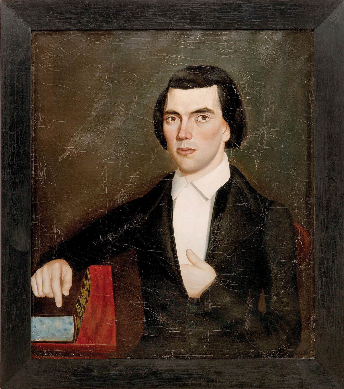 Appraisal: PORTRAIT OF A YOUNG MAN DEPICTED SEATED WITH ARM RESTING