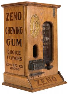 Appraisal: Zeno Mfg Co Cent Chewing Gum Vendor Chicago ca Wood