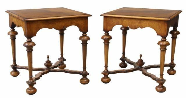 Appraisal: pair English William and Mary style walnut tables early th