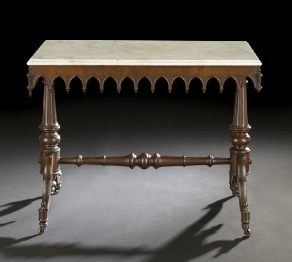 Appraisal: Fine American Gothic Revival Walnut Center Table mid- th century