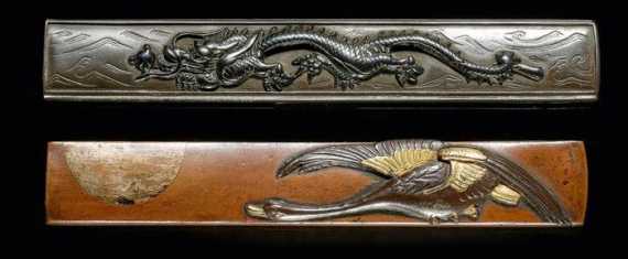 Appraisal: TWO KOZUKA Japan Edo period a L cm Copper Goose