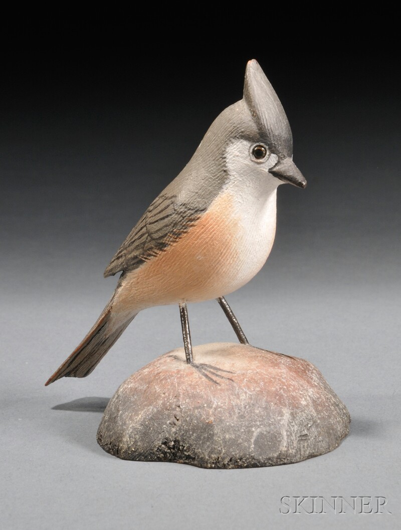 Appraisal: Jess Blackstone Miniature Carved and Painted Titmouse Figure New Hampshire