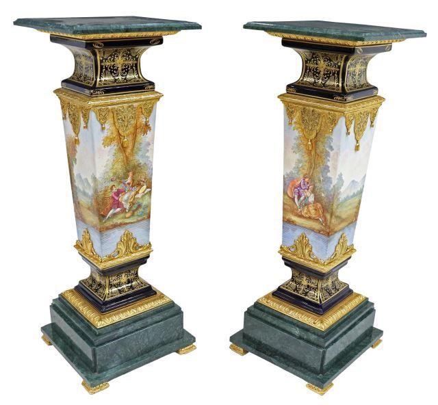 Appraisal: lot of Sevres style ormolu-mounted porcelain pedestals late th c