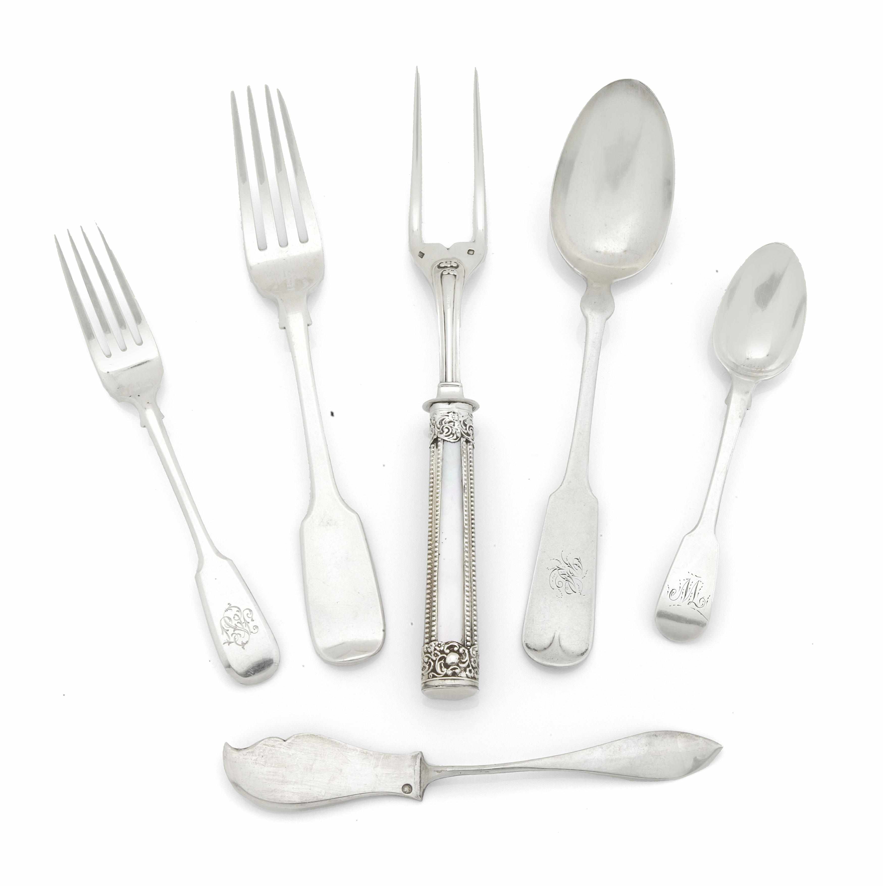 Appraisal: A group of American English and Continental silver flatware Comprising