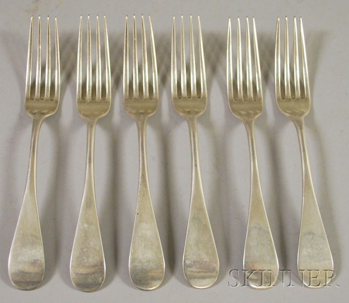 Appraisal: Set of Six Tiffany Sterling Silver Forks Salam pattern