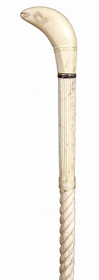 Appraisal: Whale s Tooth and Bone cane - mid th C