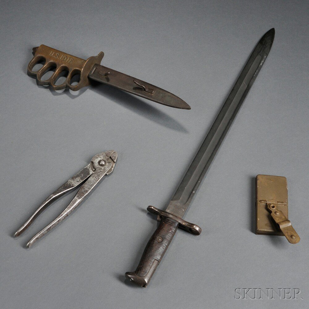 Appraisal: Bayonet Trench Knife Pliers and Trench Mirror a Model bayonet