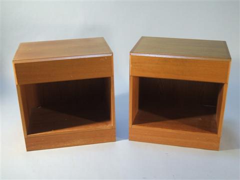 Appraisal: PAIR OF MODERN DANISH TEAK BEDSIDE TABLES Mid th century