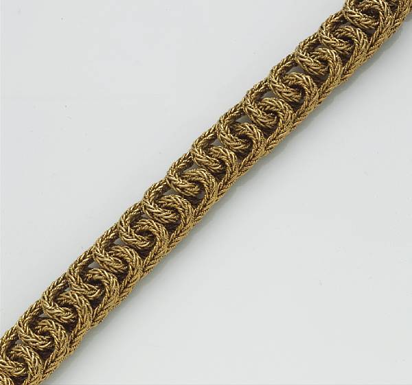 Appraisal: An eighteen karat gold woven link bracelet Italy bearing Italian