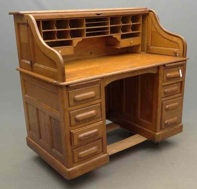 Appraisal: Oak rolltop desk '' W '' D '' Ht along