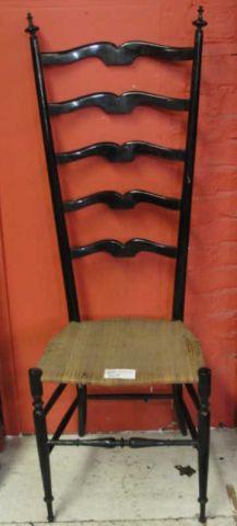 Appraisal: Black Lacquer Ponti Style Midcentury Ladder Back Chair As is