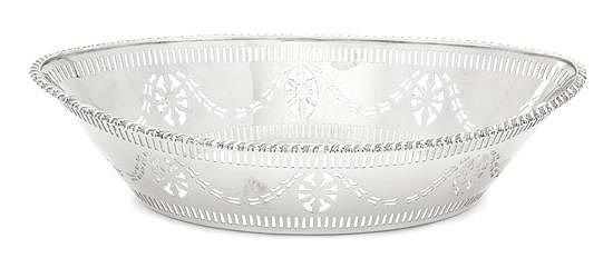 Appraisal: An English Silver Reticulated Oval Bread Basket Barker Bros Silversmiths