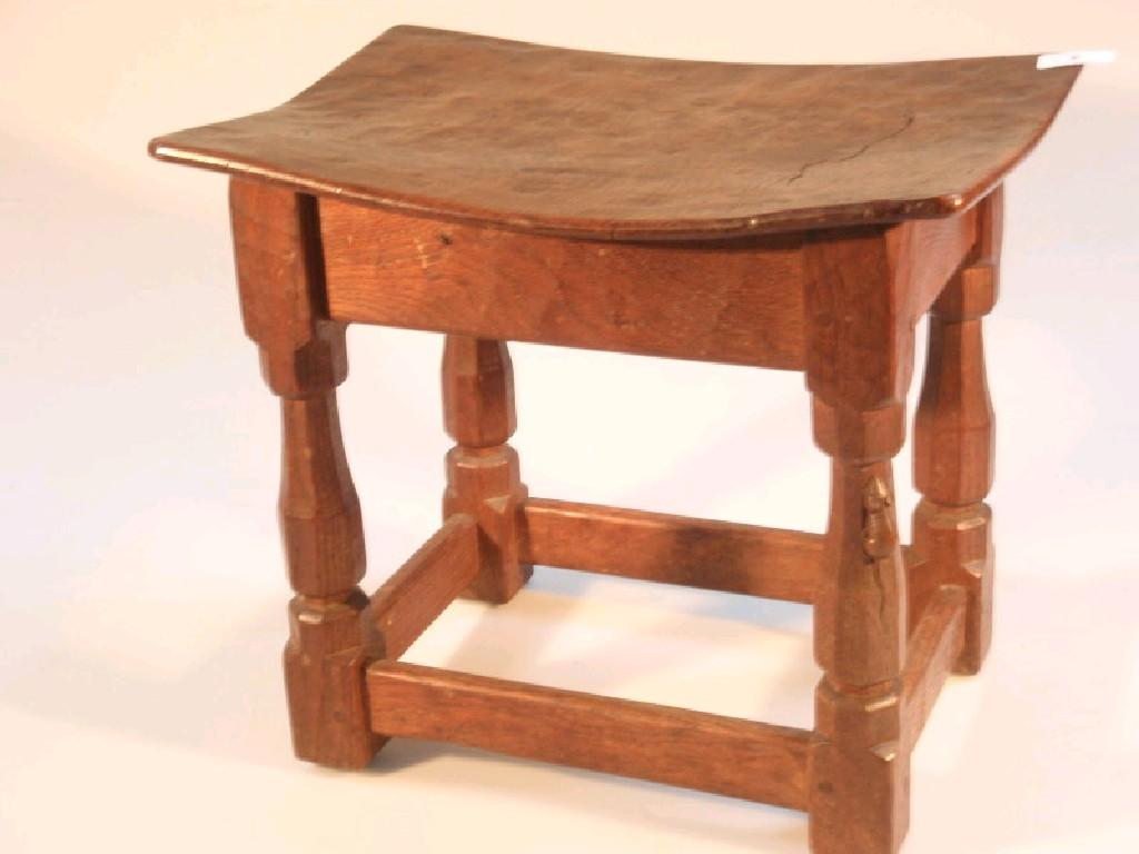 Appraisal: A Robert Thompson of Kilburn Mouseman oak joint stool with