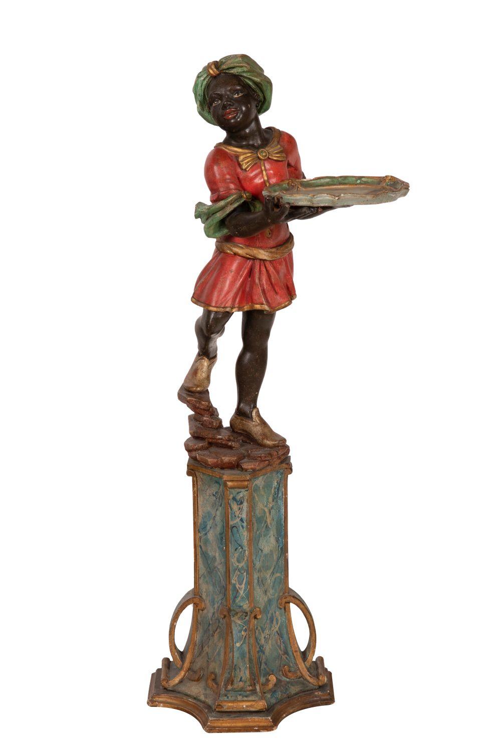 Appraisal: POLYCHROME BLACKAMOOR FIGURE inches total height Condition