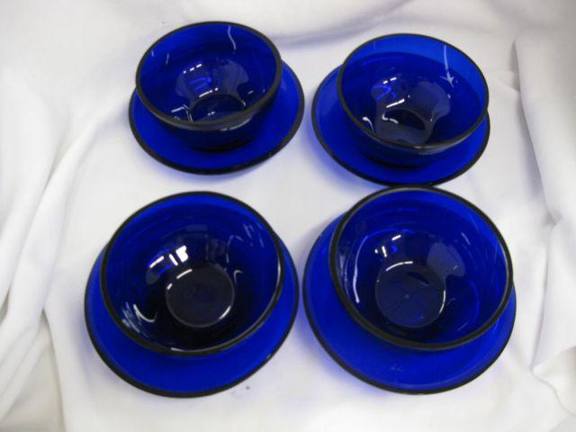 Appraisal: Cobalt Art Glass bowls and underplates probably Peking glass excellent