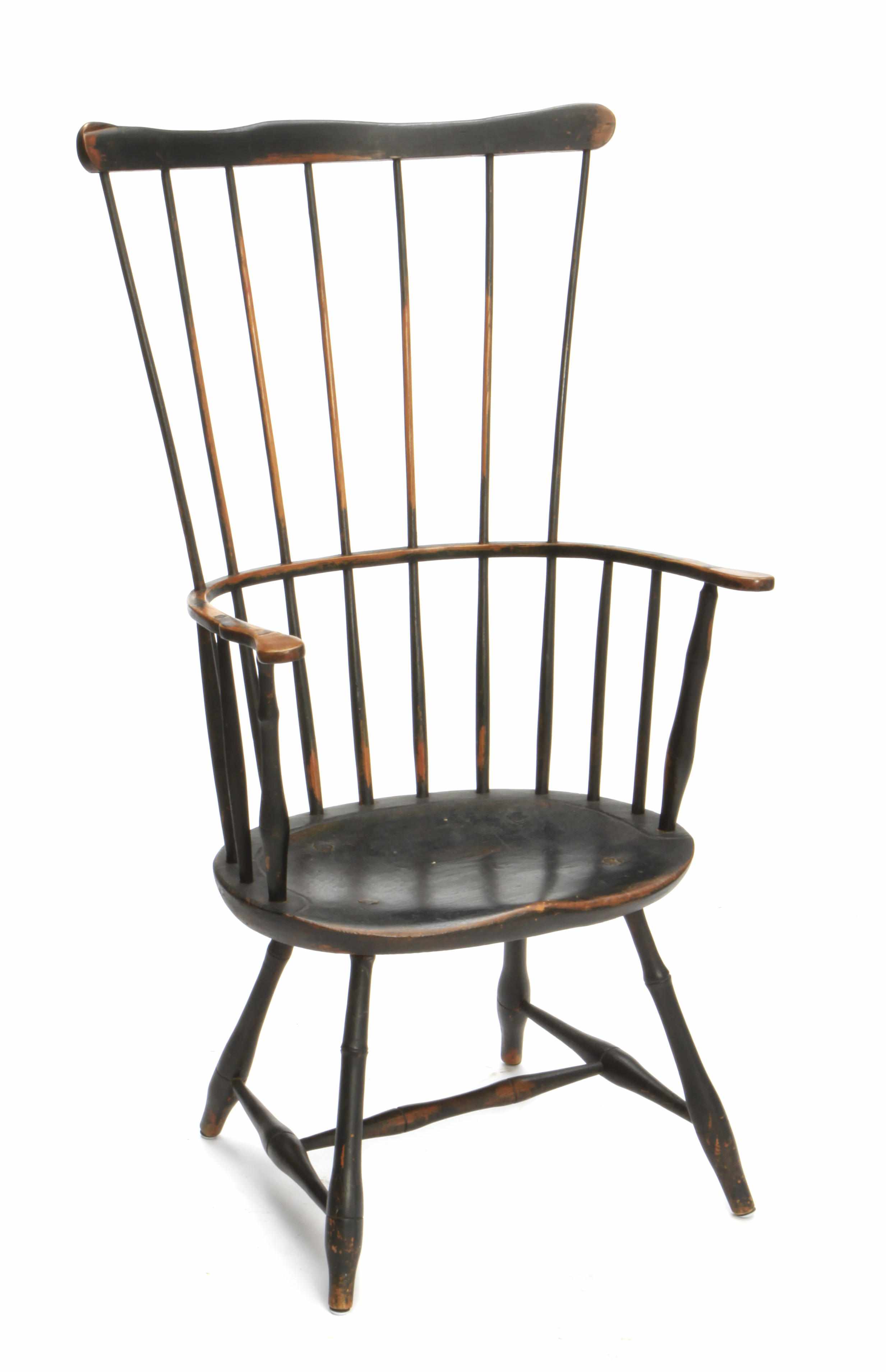 Appraisal: A fan back bamboo turned Windsor armchair early th centuryheight