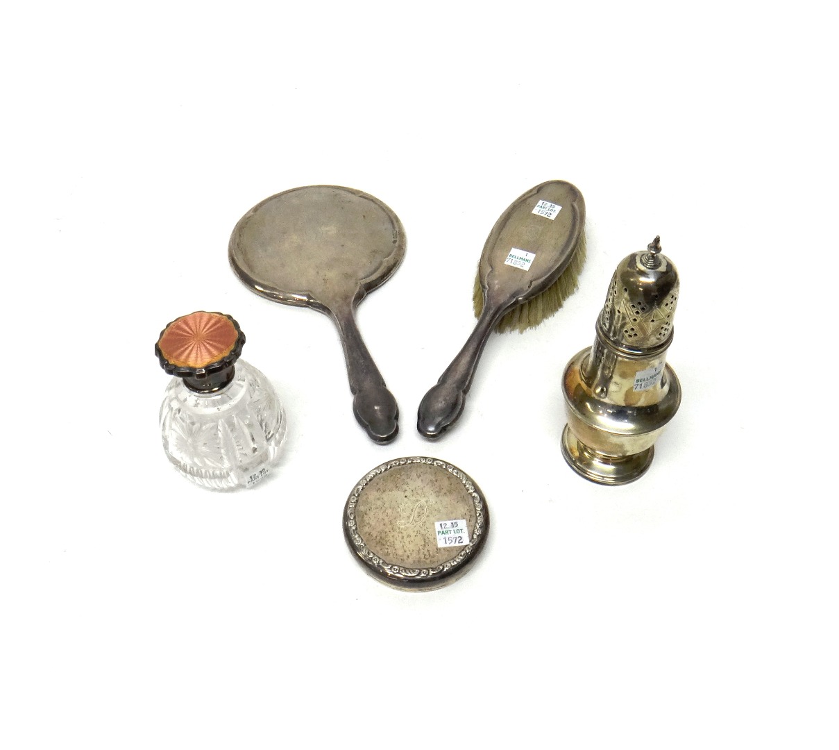 Appraisal: Silver and silver mounted wares comprising a sugar caster London