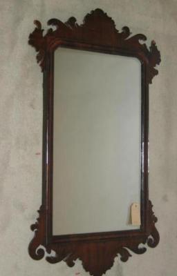 Appraisal: A MAHOGANY FRET FRAMED PIER GLASS of oblong form the