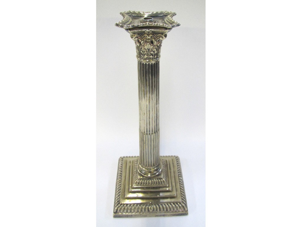 Appraisal: Silver plated Corinthian column lampbase