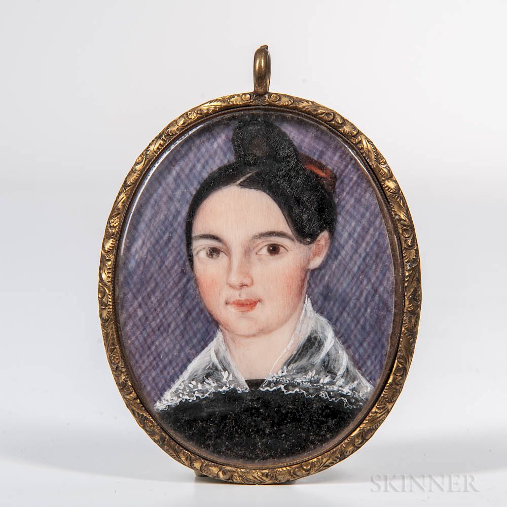 Appraisal: American School Early th Century Miniature Portrait of a Young