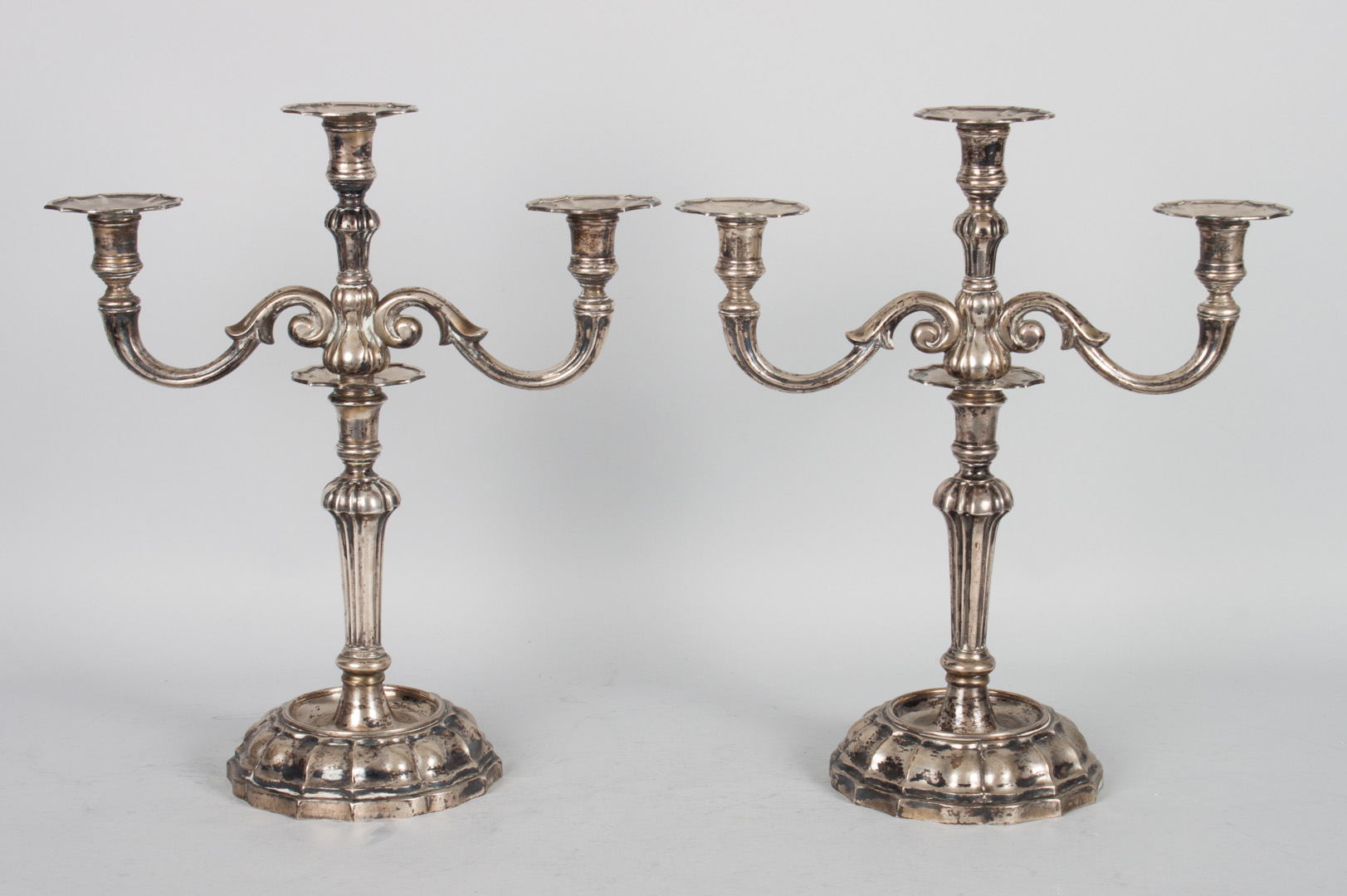 Appraisal: Pair of Italian baroque style silver candelabra late th century