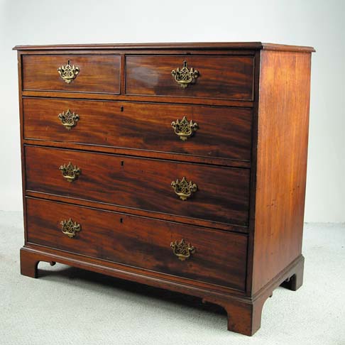 Appraisal: TWO OVER THREE DRAWER MAHOGANY ENGLISH CHEST Molded edge top